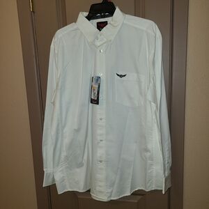 Wrangler Men's Classic White Button-Down Shirt Size XL